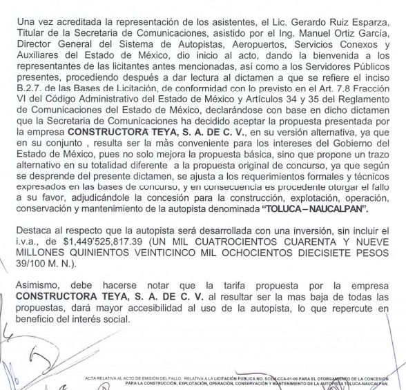 Aumenta 461 % costo de construcción de autopista Toluca-Naucalpan